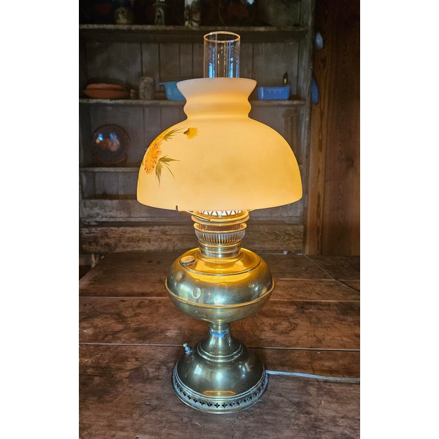 Victorian Late 19th Century Bradley and Hubbard Lamp With Original Hand Painted Shade For Sale - Image 3 of 17