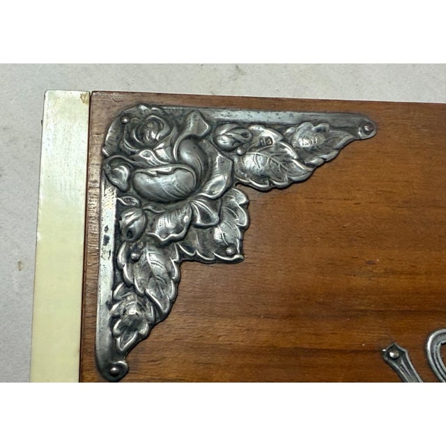 Victorian Quality Antique Handmade Wood Sterling Silver Celluloid Jewelry Box Casket For Sale - Image 3 of 11