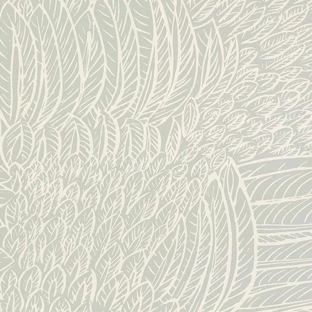 Contemporary Sample - Schumacher Featherfest Wallpaper in Smoke For Sale - Image 3 of 3