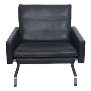 Vintage PK31 Chair in Black Aura Leather by Poul Kjærholm, 1980s For Sale