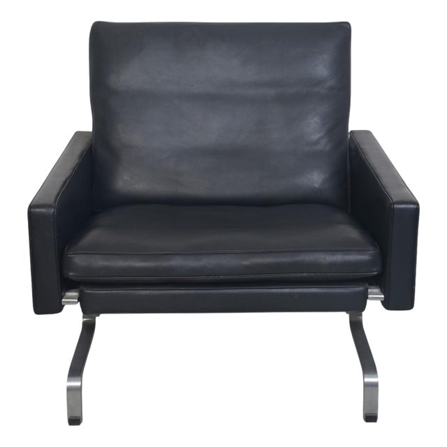 Vintage PK31 Chair in Black Aura Leather by Poul Kjærholm, 1980s For Sale