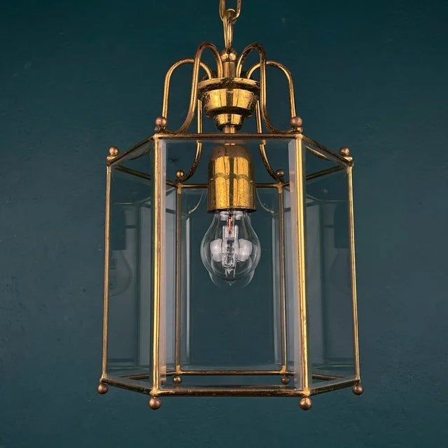 Gold Vintage Pendant Lamp, Italy, 1960s For Sale - Image 8 of 12