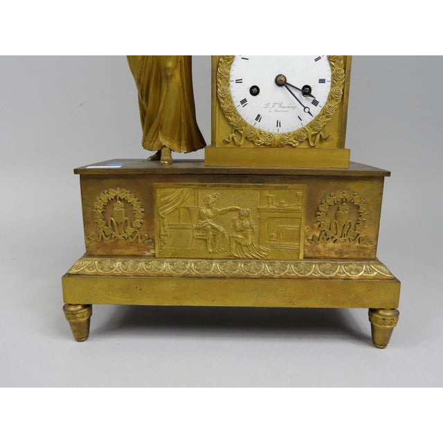 c.1800 Rouchouze Empire Gilt Bronze Mantel Clock For Sale - Image 14 of 18