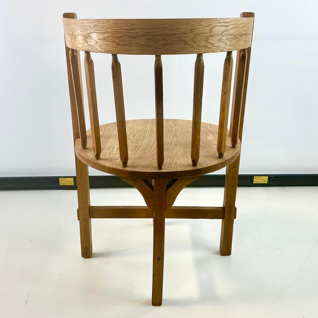 Early 1900s Antique Gustavian Folk Art Rustic European Oak Round Corner Side Chair. For Sale - Image 12 of 18