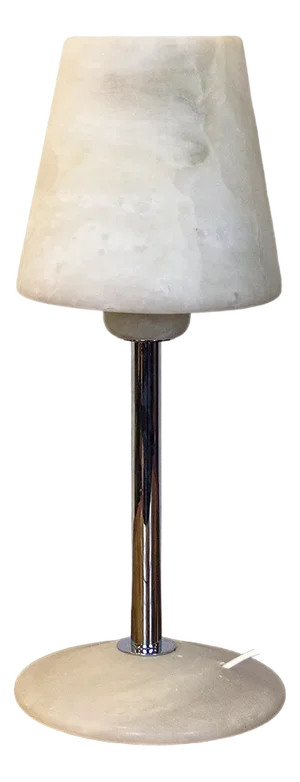 Chromed Metal and Alabaster Table Lamp, Spain, 1980s