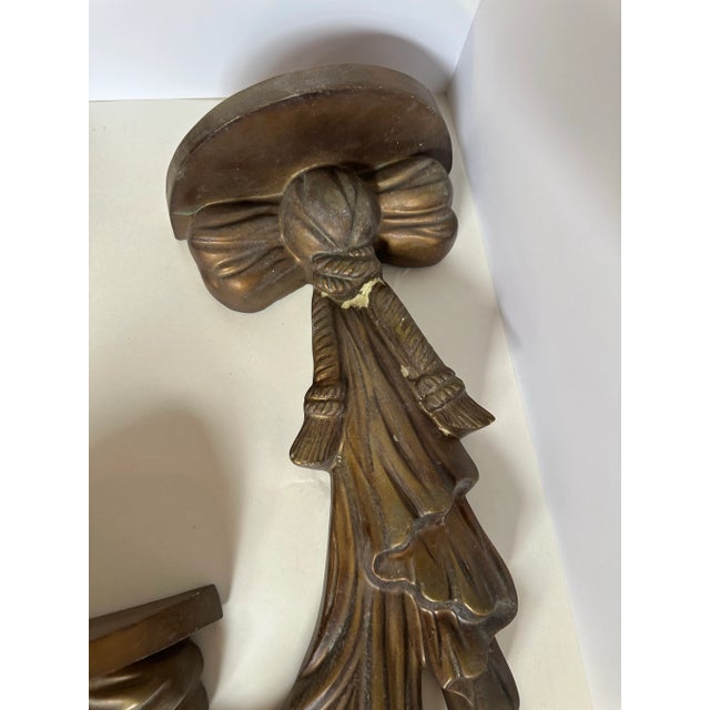 Vintage Dorothy Draper Style Tassel Ribbon Wall Sconce Shelf For Sale In Houston - Image 6 of 8