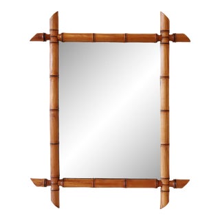 1920s French Faux Bamboo Barber Mirror For Sale