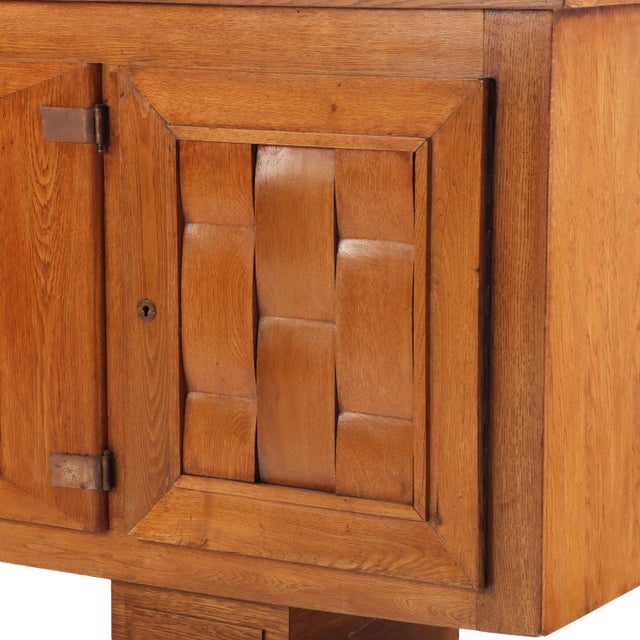 1940s French Neo-Rustique Carved Oak Sideboard, in the Manner of Charles Dudouyt, C. 1940 For Sale - Image 5 of 9