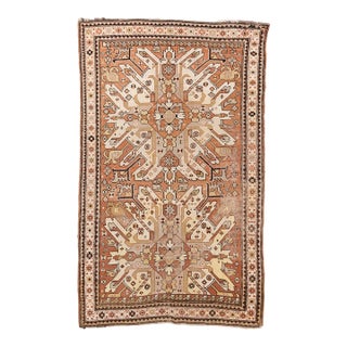 Early 20th Century Lavender, Camel & Rusty Terracotta EAGLE KAZAK Caucasian Rug 5 x 8 For Sale