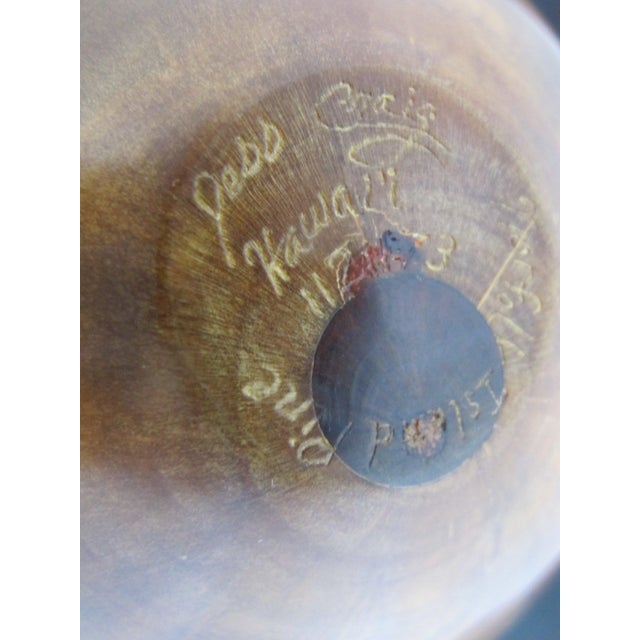 Jess Craig Turned Norfolk Island Pine Wood Studio Hawaii Art Footed Bowl For Sale - Image 10 of 11