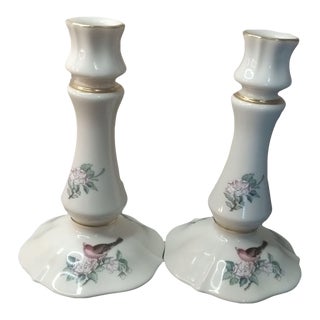 Pair of 1980s Lenox Usa Serenade Candle Holders For Sale