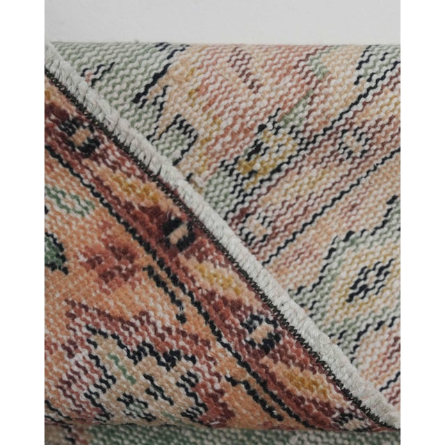 1970s Vintage Handmade Wool Cotton Green Area Rug For Sale - Image 10 of 12