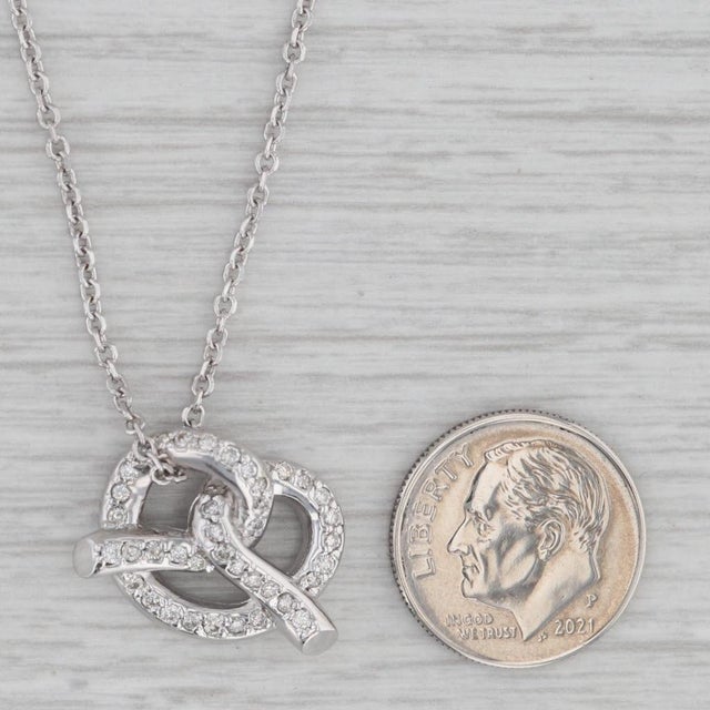 0.40ctw Diamond Pretzel Pendant Necklace 14k White Gold 16" Cable Chain For Sale In Greensboro - Image 6 of 6