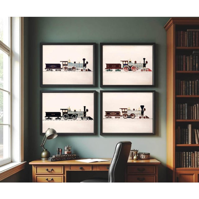 American Halsey Reproduction Vintage Train Illustration Prints Set of 4 For Sale - Image 3 of 17