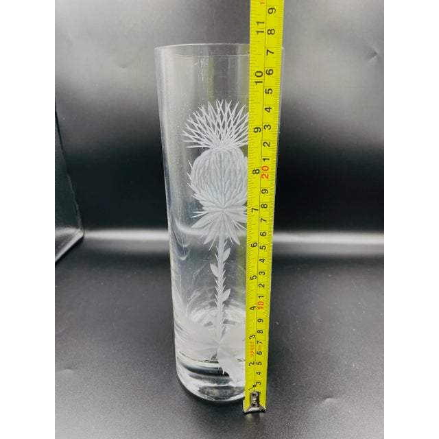Vintage Modernist Etched Thistle Vase For Sale - Image 10 of 13