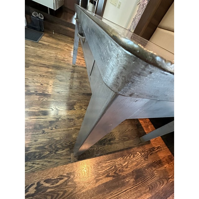Vintage Industrial Metal Dining Table With Drawers For Sale - Image 11 of 11