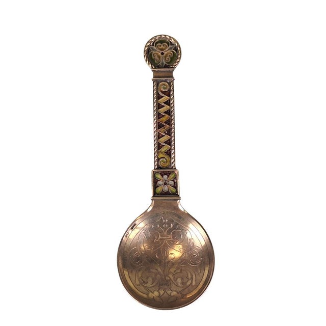 Antique Norwegian Silver and Plique-À-Jour Enamel Spoon by Jacob Tostrup, 1880 For Sale - Image 9 of 9