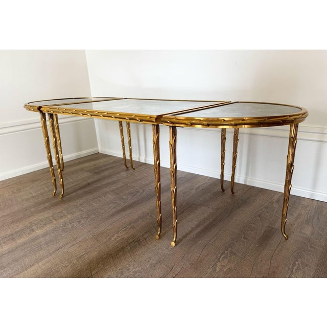 Mid-Century Baguès Bronze Doré Palmier Tripartite Coffee Table, Circa 1950 For Sale - Image 15 of 16