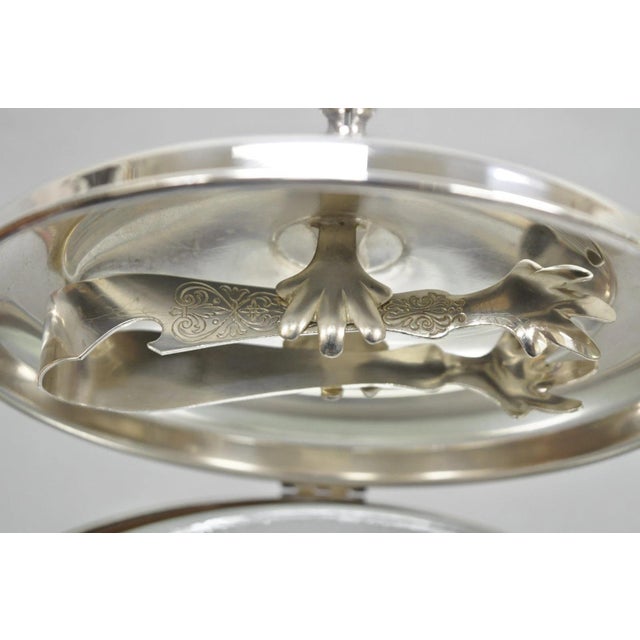 Mid 20th Century Mid 20th Century Mid Century Modern Sheffield Silver Plated Reticulating Hinge Ice Bucket W Tongs For Sale - Image 5 of 15