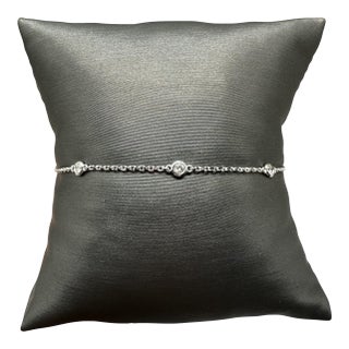 Diamond Station Bracelet in 14kt White Gold – 0.22ctw, 7in, New For Sale