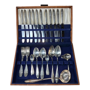 1950s Art. Krupp Berndorf Solingen Silverplate Flatware Set 39pcs in Case