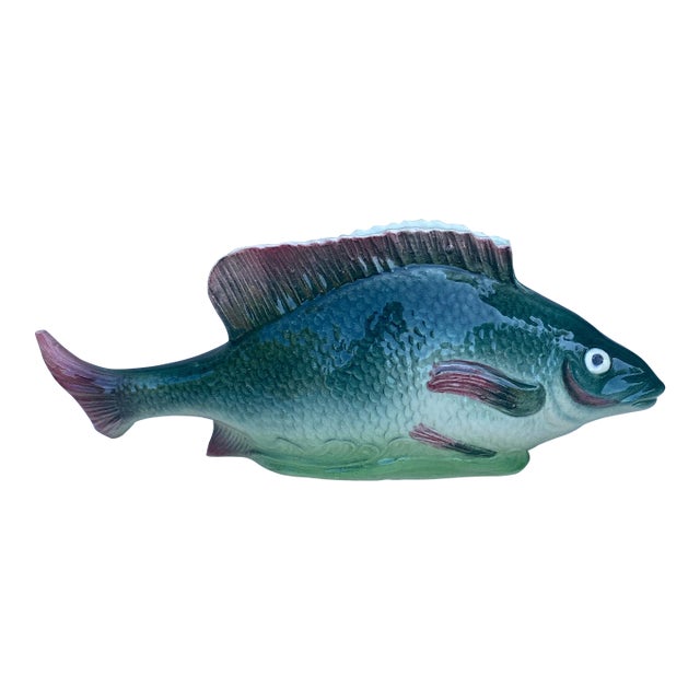 French Majolica Fish Jardiniere Desvres Masse Circa 1890 For Sale