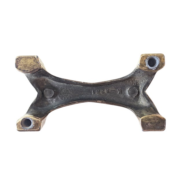 Vintage Mid Century Modern Paul Frankl Style Brass X Hardware Drawer Pulls- Set of 6 For Sale In Charlotte - Image 6 of 7