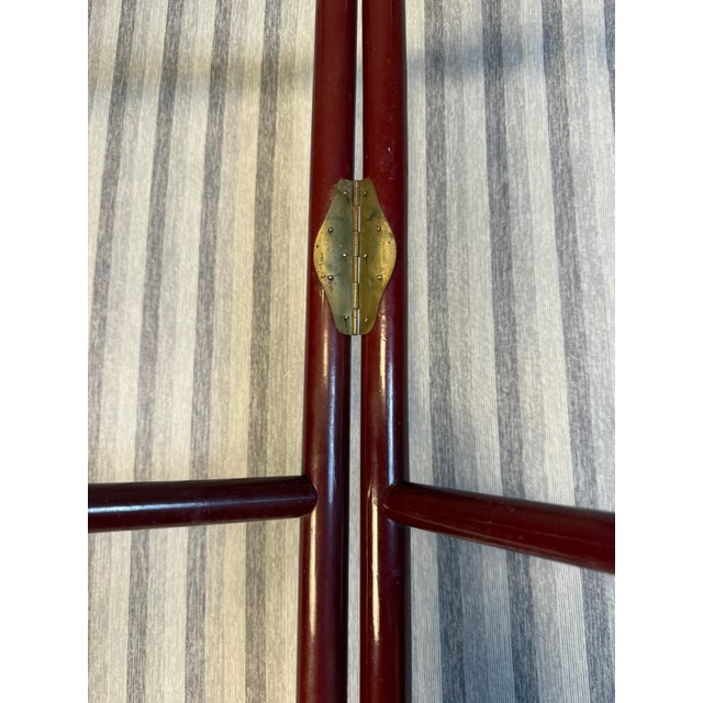 Antique Japanese Chestnut-Red Lacquered Kimono Rack Stand For Sale - Image 9 of 11