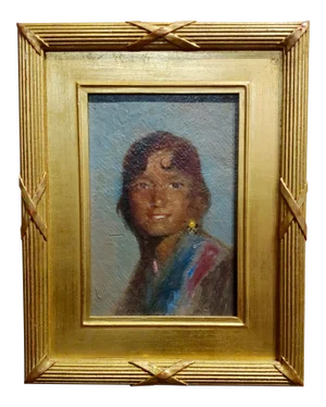 Portrait of a Native American Girl - Oil Painting