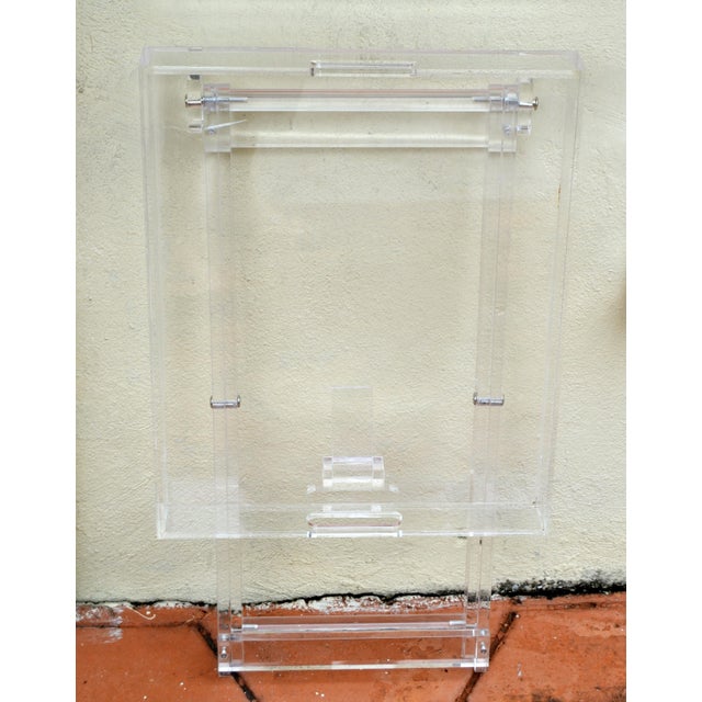 Transparent 1980s Boho Chic Lucite Folding Tray Table X Stretchers Mid-Century Modern American For Sale - Image 8 of 18