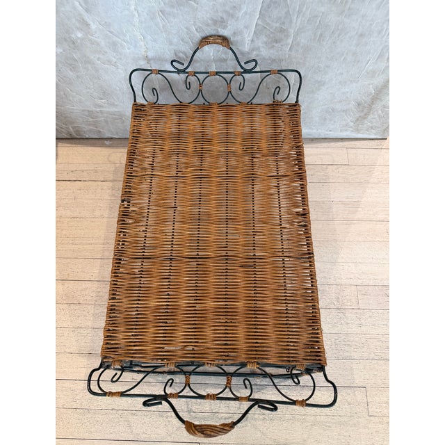 Campaign Rattan & Verdigris Bed Tray For Sale - Image 3 of 6