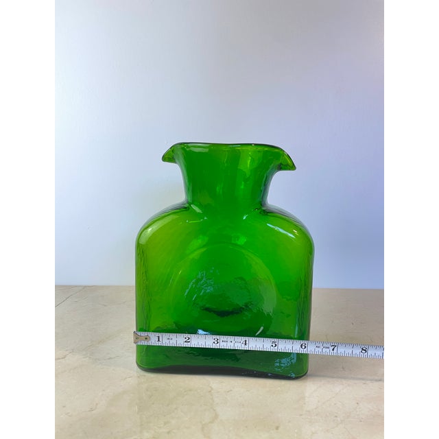 Kelly Green Mid 20th Century Blenko Emerald Green Double Spout Water Bottle Pitcher For Sale - Image 8 of 9