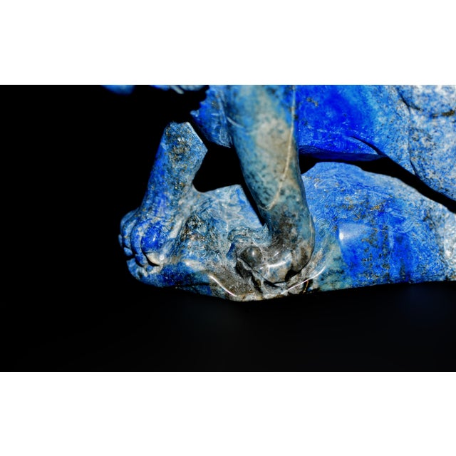 Vintage Lapis Lazuli Tiger Statue Paperweight For Sale - Image 4 of 11