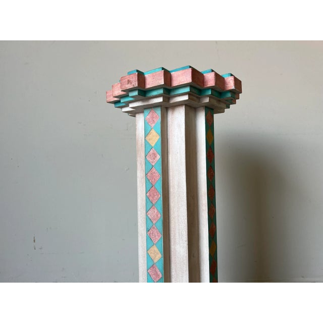 1980's Vintage Southwestern / Postmodern Geometric Pedestal by Austin Prod. For Sale - Image 11 of 13