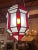 1990s Art Deco-Style White Milk & Red Glass & Bronze Chandelier, Pendant or Lantern For Sale - Image 4 of 18