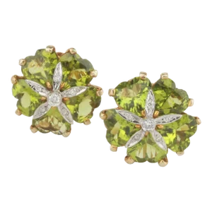 Christina Addison 18kt Yellow Gold Sand Dollar Earrings With Peridot and Diamonds - a Pair