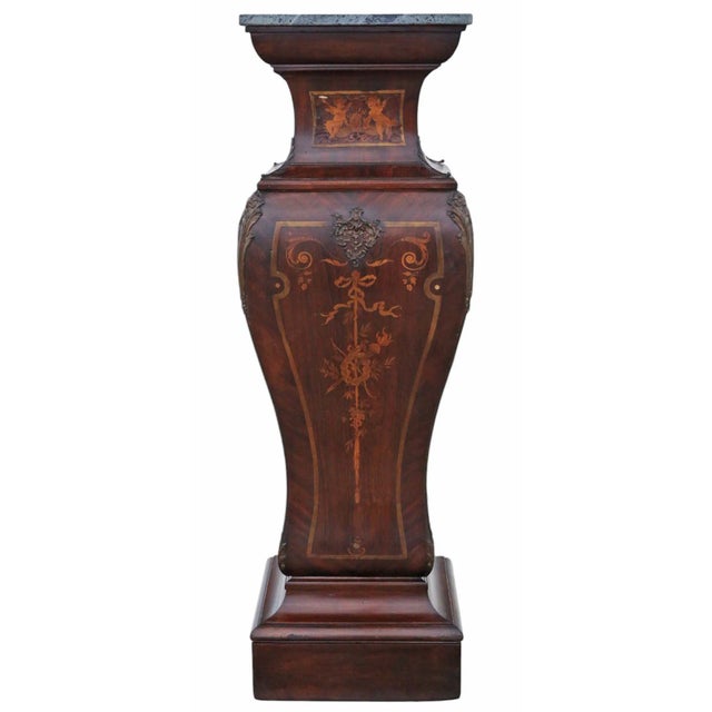 Large Antique 19th Century Neoclassical Pedestal Tables with Ormolu Mounts and Marble Tops, 1890s, Set of 2 For Sale - Image 10 of 12