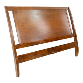 Mid-Century Sleigh Walnut Queen Headboard For Sale
