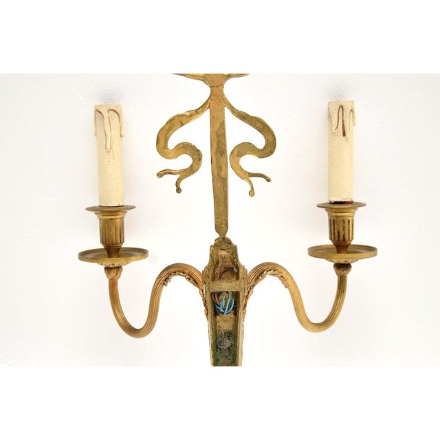 1920s Vintage Gilt Bronze Wall Lights, 1920, Set of 2 For Sale - Image 5 of 6