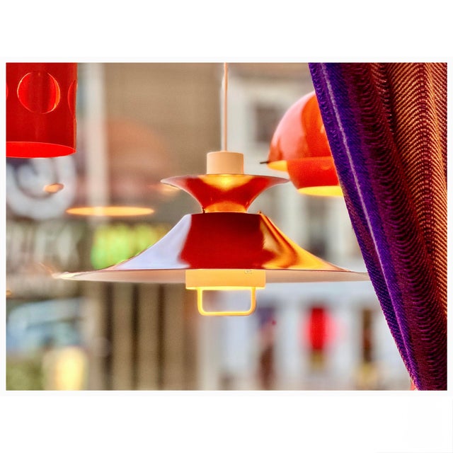 This large vintage pendant lamp was produced by Lyfa, Denmark, and dates to the 1970s, a golden era for Scandinavian...