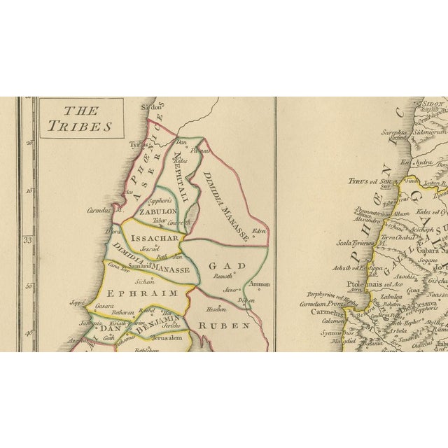 Antique Map of Biblical Palestine Holy Land with Jerusalem Insets, 1818 For Sale - Image 6 of 11