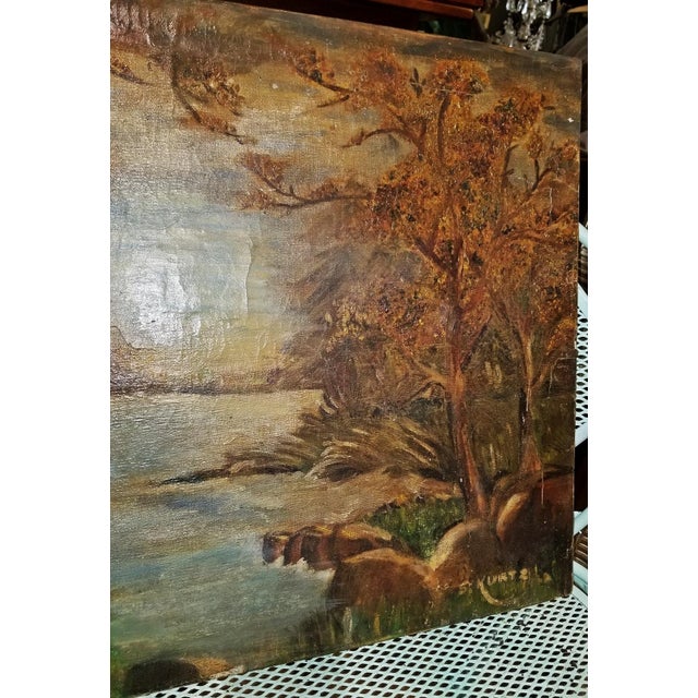 Antique Winter Scene Oil Painting, S. Kurtz For Sale - Image 4 of 7