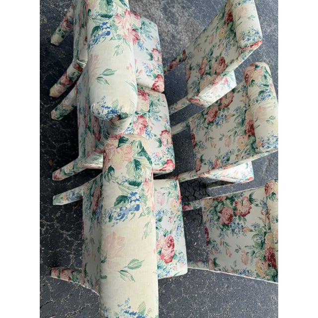 Set of 6 Vintage Floral Upholstered Parsons Chairs For Sale - Image 9 of 12