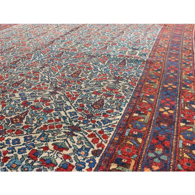 Fine Persian Antique Afshar Rug in Ivory Background & Multi Colors For Sale In Atlanta - Image 6 of 8