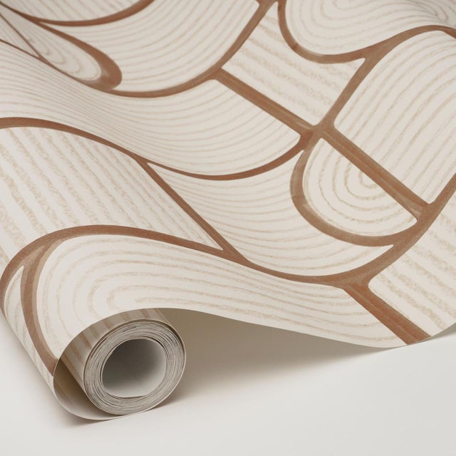 Schumacher Schumacher Bloomsbury Wallcovering In Teak For Sale - Image 4 of 6