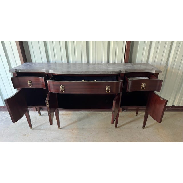 English Darryl Carter for Baker Milling Road Collection Mahogany and Gray Marble Avondale Sideboard For Sale - Image 3 of 12