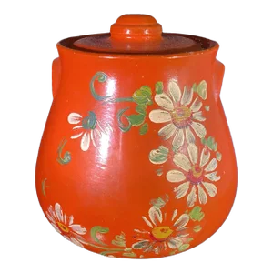 1930s Ransburg Pottery Orange Hand Painted Cookie Jar