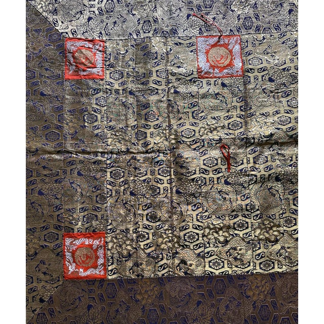Magnificent Antique Japanese Woven Brocade Kesa Monk's Robe Meiji Period For Sale - Image 14 of 18