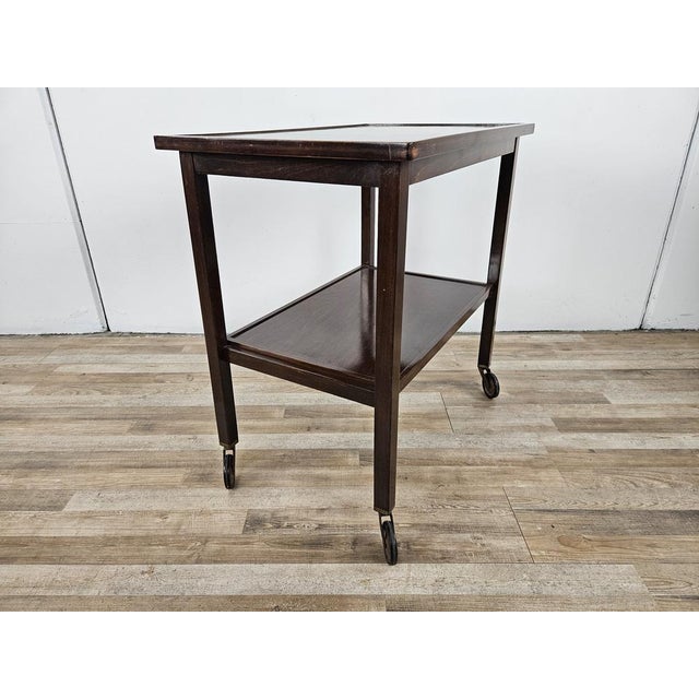 Thonet Coffee Table in Bent Beech with Wheels and Two Shelves from Thonet, 1930 For Sale - Image 4 of 18