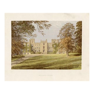 Late 1800s, Mulgrave Castle in Yorkshire, Original Antique English Castle Print, Lithograph, England For Sale
